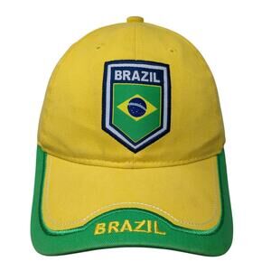 Brazil Slideback Baseball Cap Yellow One Size Adjustable Patriotic Rhinox